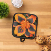 オレンジと赤の二色リリーフローラ 鍋敷き (トップダウン)