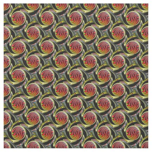 オレンジと赤の円のパターンを移動する ファブリック (クローズアップ)