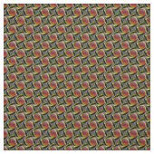 オレンジと赤の円のパターンを移動する ファブリック (見本)