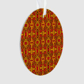 オレンジと赤の手書きパターン オーナメント (正面)