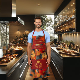 オレンジと赤の抽象芸術エプロンはっきりした- Monochrome エプロン