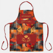 オレンジと赤の抽象芸術エプロンはっきりした- Monochrome エプロン (正面)