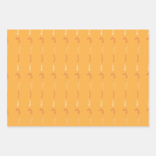 オレンジと赤の花の落書き ラッピングペーパーシート (正面2)