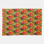オレンジと赤の花園 キッチンタオル (横)