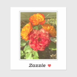 オレンジと赤の花園 シール