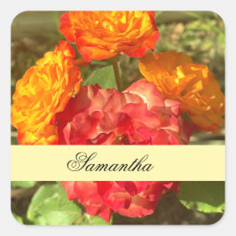 オレンジと赤の花園 スクエアシール