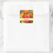 オレンジと赤の花園 スクエアシール (バッグ)