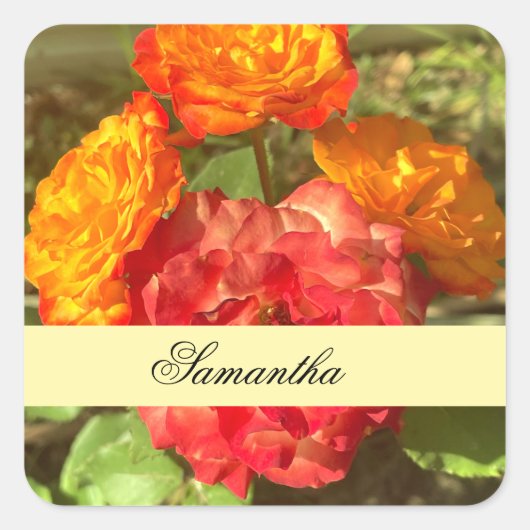 オレンジと赤の花園 スクエアシール (正面)
