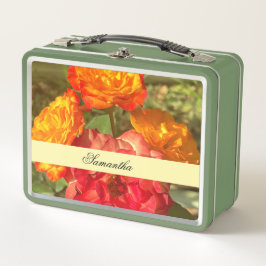 オレンジと赤の花園 メタルランチボックス