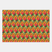 オレンジと赤の花園 ラッピングペーパーシート (正面2)