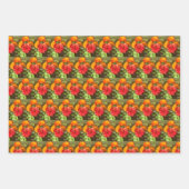 オレンジと赤の花園 ラッピングペーパーシート (正面)