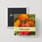 オレンジと赤の花園 缶バッジ (正面&裏面)