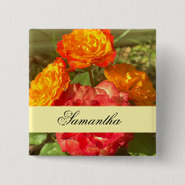 オレンジと赤の花園 缶バッジ