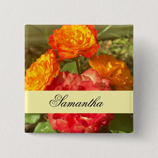 オレンジと赤の花園 缶バッジ (正面)