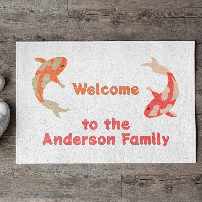 オレンジと赤の2コイ ドアマット (クリエイターアップロード済み)