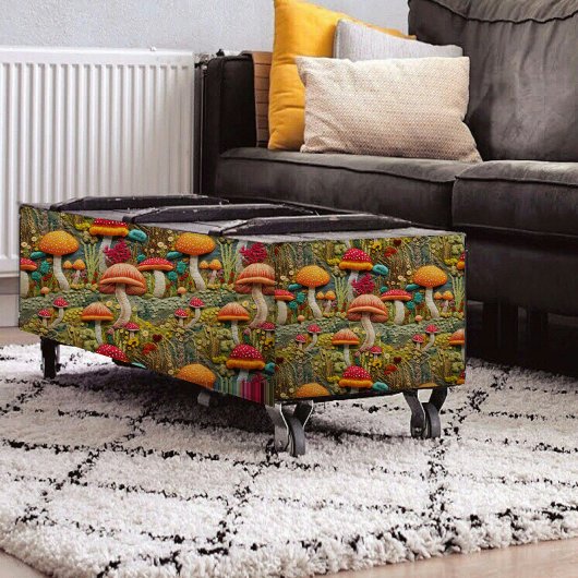 オレンジと赤キノコの刺繍の切り離し 薄葉紙