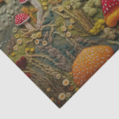 オレンジと赤キノコの刺繍の切り離し 薄葉紙 (詳細)