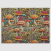 オレンジと赤キノコの刺繍の切り離し 薄葉紙 (正面)