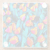 オレンジと金ゴールドアートチューリップ ガラスコースター (裏面)