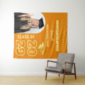 オレンジと金ゴールドカスタム卒業の背景と写真 タペストリー (インサイチュ(横))