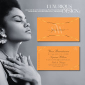 オレンジと金ゴールドデコ縁どールとモノグラムモダン 名刺