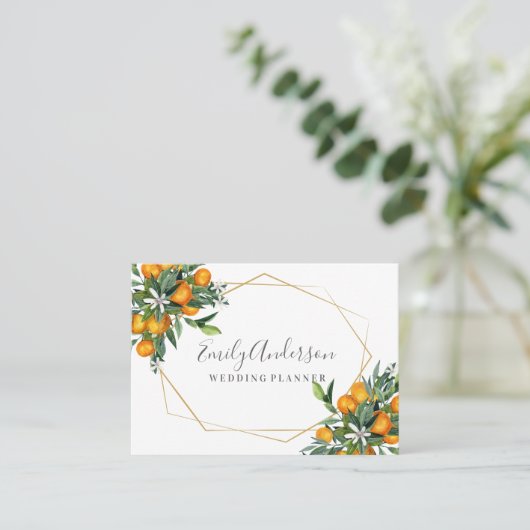 オレンジと金ゴールドトレンディー名刺 名刺 (スタンド正面)