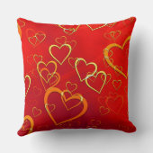 オレンジと金ゴールドハートオンレッド装飾用クッション クッション (裏面)