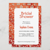 オレンジと金ゴールドフローラホワイトブライダルシャワー 招待状 (正面/裏面)