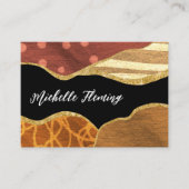 オレンジと金ゴールドリネンのファブリックの名刺 名刺 (正面)