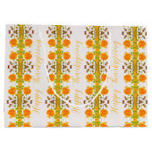 オレンジと金ゴールド幸せな感謝祭 ラージペーパーバッグ (裏面)