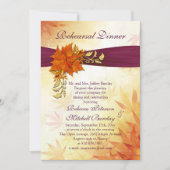 オレンジと金ゴールド秋の離れリハーサルディナー 招待状 (正面)