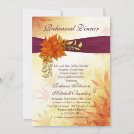 オレンジと金ゴールド秋の離れリハーサルディナー 招待状