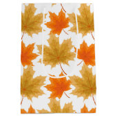 オレンジと金ゴールド紅葉 ミディアムペーパーバッグ (裏面)