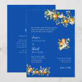 オレンジと青のウェディングQRコード招待状 招待状 (正面/裏面)