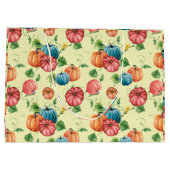 オレンジと青のカボチャのパターン ラージペーパーバッグ (裏面)