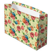 オレンジと青のカボチャのパターン ラージペーパーバッグ (裏面アングル)