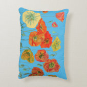 オレンジと青のケシのデコークッション アクセントクッション (裏面(縦))