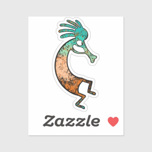 オレンジと青のシンプルなココペリの絵 シール (シート)