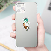 オレンジと青のシンプルなココペリの絵 シール (スマートフォン)