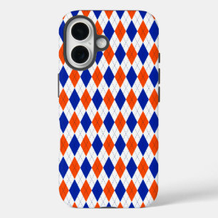 オレンジと青のダイヤモンドアーガイル iPhone 16ケース