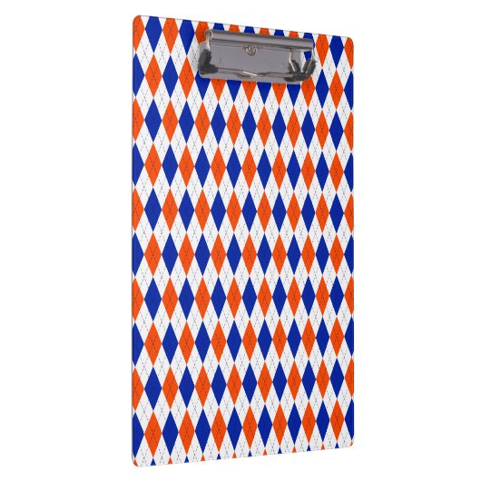 オレンジと青のダイヤ名門私立校風のモンドのパタアーガイルーン クリップボード (右)