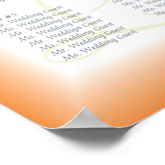 オレンジと青のデイジー結婚の座席表 ポスター (角)