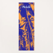 オレンジと青のパームの木の特徴デザイン ヨガマット (正面)