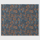 オレンジと青のフローラ ラッピングペーパー (フラット)