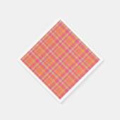 オレンジと青の丸いPiとホットピンクのレトロのプレイド スタンダードカクテルナプキン (角)