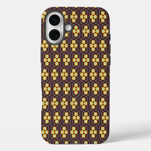 オレンジと青の六角形の幾何学模様 Case-Mate iPhoneケース (裏面)