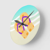 オレンジと青の夏のビーチ波のビーチサンダル スクエア壁時計 (傾斜)