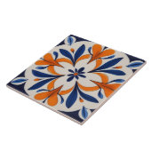 オレンジと青の対称抽象芸術 地中海の タイル (側面)