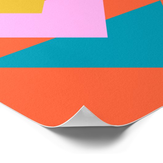 オレンジと青の幾何学的スカンジナビアデザイン ポスター (角)