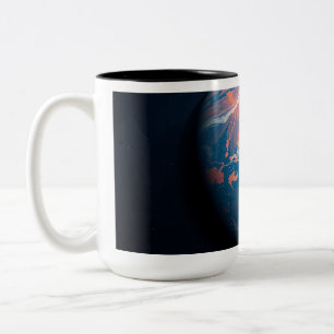 オレンジと青の惑星 ツートーンマグカップ